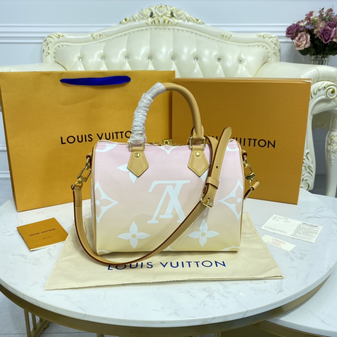 Louis Vuitton SPEEDY BANDOULIERE 25 Monogram Handbag M45722 Brume Gray